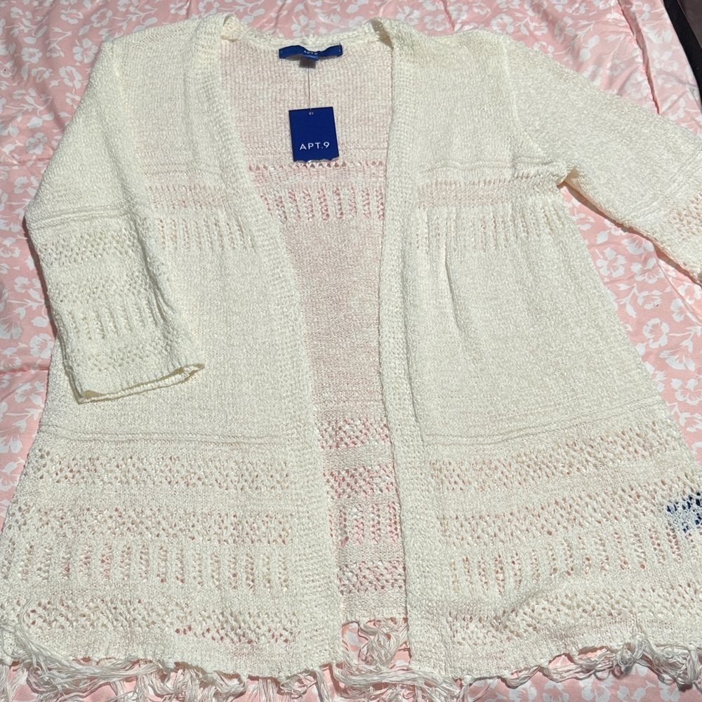 Apt. 9 Women's Open-Front Cream Cardigan